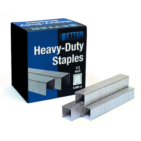 Better Office Products Heavy Duty Staples, Standard Crown, 1/2 in Leg L 00310 - main